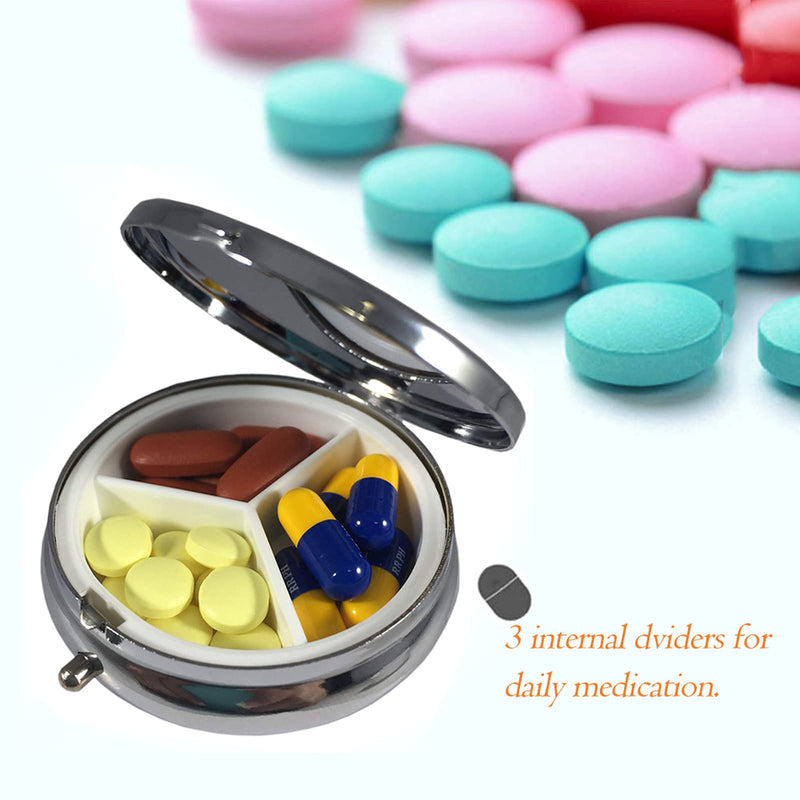 6Pcs Elegant Pill Box Case, Portable Medicine Holder | Tablet Vitamin Organizer with 3 Component for Purse Pocket Travel - Practical & Fashionable(6 Patterns, 1.6Inches) Style 2
