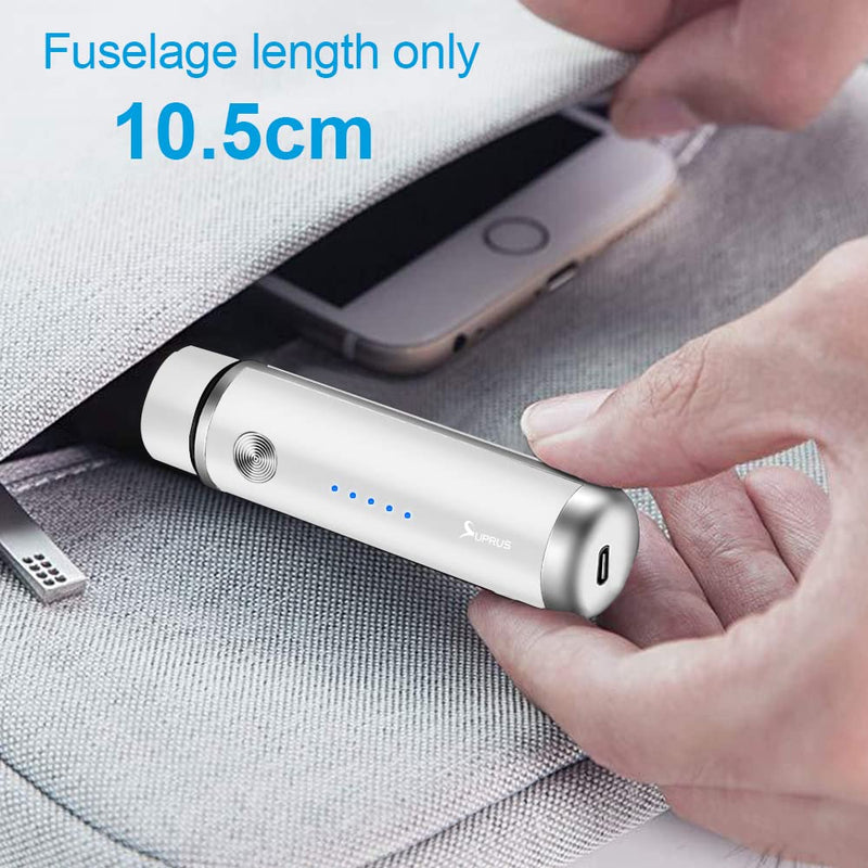 [Australia] - SUPRUS Women USB Rechargeable Electric Shaver for Face Beard Mustache Arm Leg Armpit Bikini LED Battery Indicator Wireless (White) White 