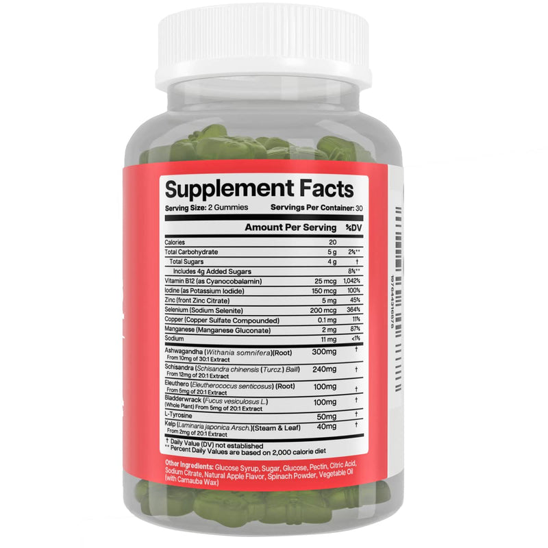 [Australia] - Thyroid Support Gummies - Selenium Supplement & Iodine Supplements for Thyroid Support - Energy Booster for Women and Men - Hypothyroidism Supplements with Metabolism Support 