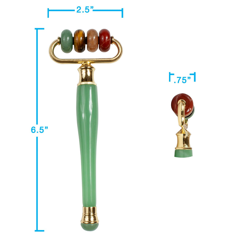 Eurow Luxe Multi-Stone Jade Face Roller for Skincare, Puffiness, Wrinkles, Relaxation, Circulation, Product Absorption & Massage, Rejuvenating Facial Tool for Women & Men, Multi-Color