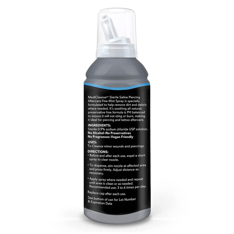 [Australia] - Sterile Saline Piercing Fine Mist Spray 7.5 Oz. All Natural, No Alcohol, Vegan Friendly, for Piercings and Tattoos - Made in USA 7.5 Ounce (Pack of 1) 