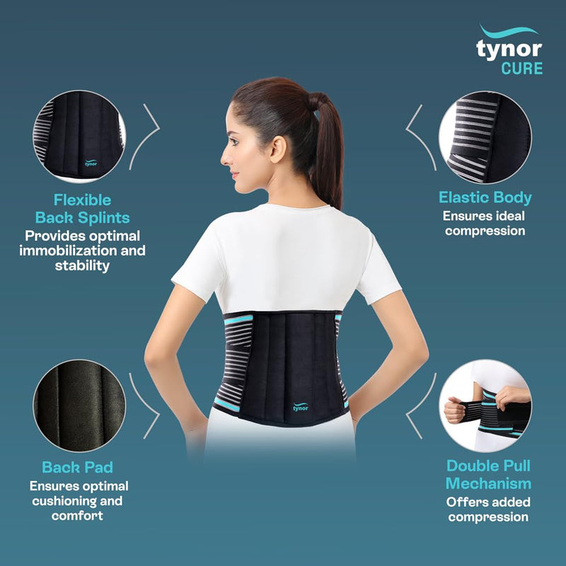 [Australia] - TYNOR Lumbo Sacral Belt Back Support Belt for Men & Women, Herniated Disc, Scoliosis & Lower Back Pain Breathable Back Brace Compression, Adjustable Straps with Removable Pad (XL, Classic Black) X-Large 