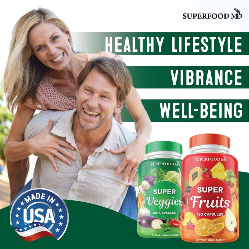 [Australia] - Superfood Fruit and Veggie Supplement - 360 Whole Super Fruit and Vegetable Supplements & Vitamin, Natural Energy levels, with Olive Leaf Soy Free- 180 Count (Pack of 2) 360 Count (Pack of 1) 