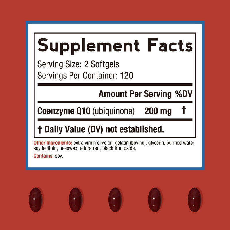 [Australia] - Doctor's Recipes CoQ10 200mg Per Serving, High Absorption Coenzyme Q10 Supplement with Olive Oil, Heart & Vascular Health, Energy Production & Antioxidant Support, 4 Month Supply, 240 Softgels 240 Count (Pack of 1) 