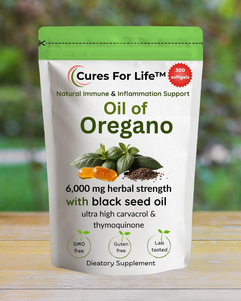 [Australia] - Oil of Oregano Softgels ‚Äì 6000mg High Potency with 165mg Carvacrol & 200mg Black Seed Oil ‚Äì 2-in-1 Immune Support & Digestive Health ‚Äì 300 Softgels ‚Äì Oregano Oil Capsules Supplement 1 