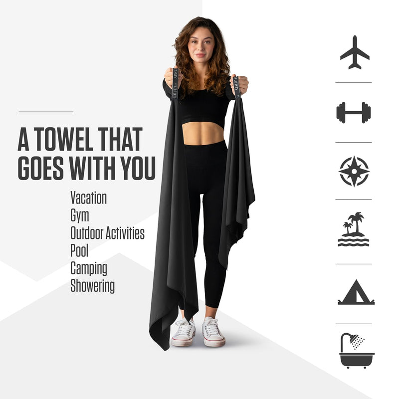 VENTURE 4TH Travel Toiletry Bag & Quick Dry Towel Set - Ideal Travel Bundle for Camping, Hiking, Backpacking and Business Trips - Size M Travel Towel