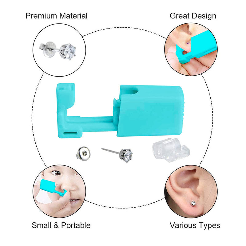 JIESIBAO Ear Piercing Kit, Disposable Safety Gold Self Ear Piercing Gun Kit with 16G CZ Crystal Surgical Steel Cartilage Tragus Helix Monroe Earrings Jewelry 3-gold