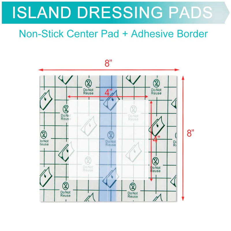 [Australia] - Waterproof Dialysis Catheter Shower Cover 8x8 - No Glue On The Center of The Patch, PD Peritoneal Dialysis Port Shower Protector Shield Island Bandage Dressing Patch Accessories (Pack of 25) (8"x8"+pad)-25pcs 