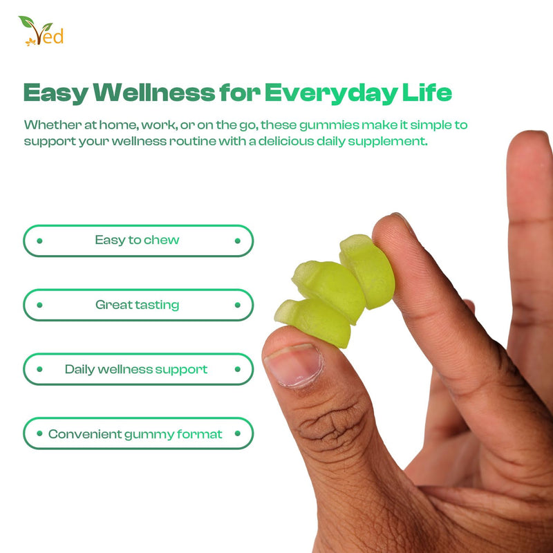VED Soursop Gummies, 90 Vegan Apple Flavor Gummies with Soursop Leaf & Fruit Extract, Vitamin C & Magnesium, Gluten Free.