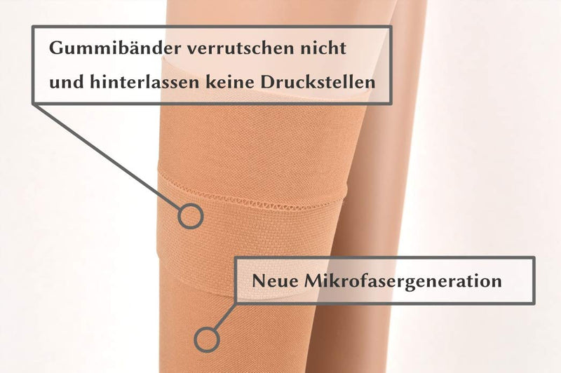 [Australia] - 23-32 mmHg ASSISTICA® Medical Compression Stockings with Lace, Class 2 Knee Stockings for Men and Women, Support Stockings with Toe, AD Replacement Stockings (158-170 cm/Large, Beige) 158-170 cm/Large 