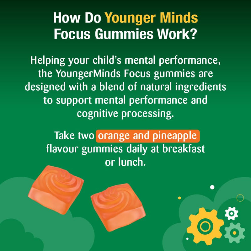 Haliborange YoungerMinds Focus Gummies for Kids 6-16 | Sugar-Free Brain Support with Magnesium, Choline & B-Vitamin Complex | Boosts Focus, Energy & Mental Performance – 60 Gummies