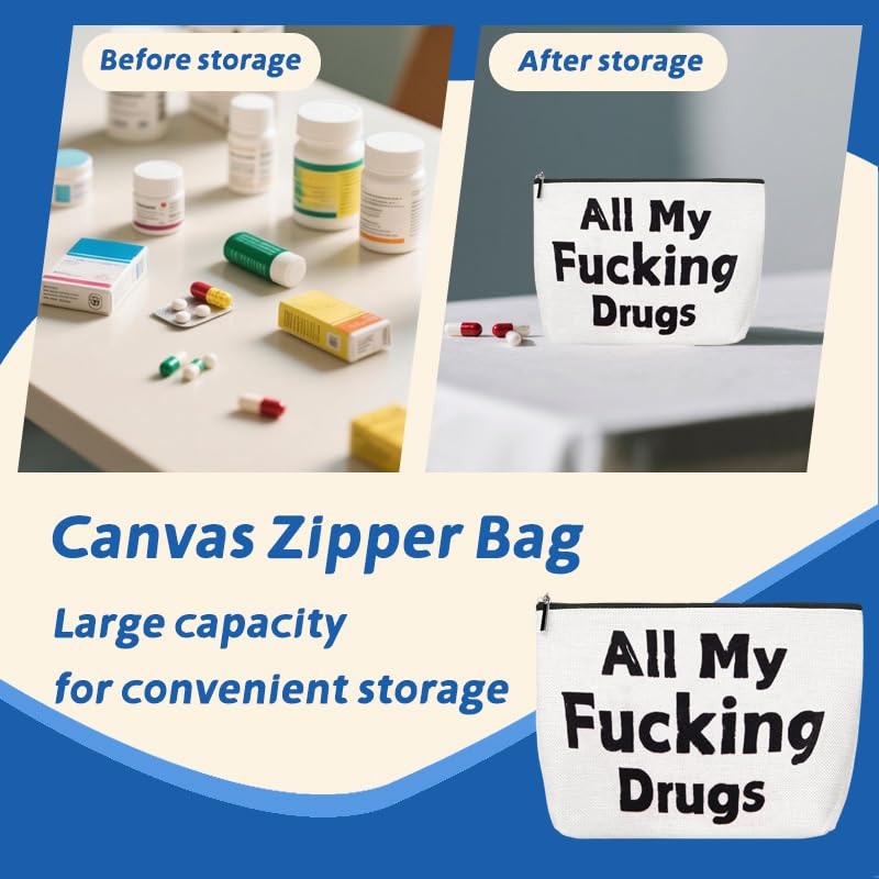 ShiQiao Spl Funny Medicine Storage Pouch Bag for Vitamins Medications Organiser Bag with Transparent 7-Day Pill Organiser Bags for Mom Dad Medications Organiser Bags Pouches Meds Pill Makeup Pouch All Bag