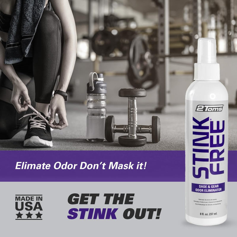 [Australia] - 2Toms StinkFree Shoe Odor Eliminator Spray, Removes Odors Caused by Sweat in Shoes, Sneakers, Cleats, Boots & Gear, 8 Ounces, 2 Bottles 