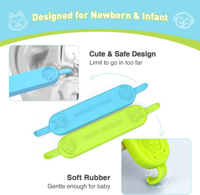 [Australia] - MORLIKE LIVING Baby Nose and Ear Cleaner Tool, Soft Flexible Rubber Nasal Booger Picker for Newborns and Infants, Dual Ear Wax and Snot Remover, Essential Baby Care Products Small 