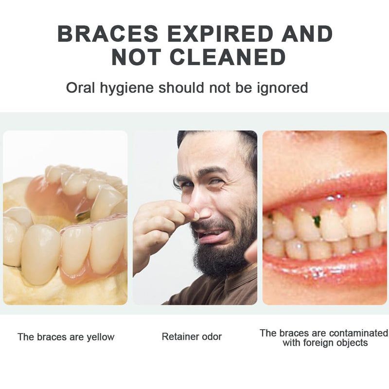 [Australia] - Pack of 4 portable denture cleaning brushes with moderate multi-layer bristles, portable double-sided denture brush for denture care 