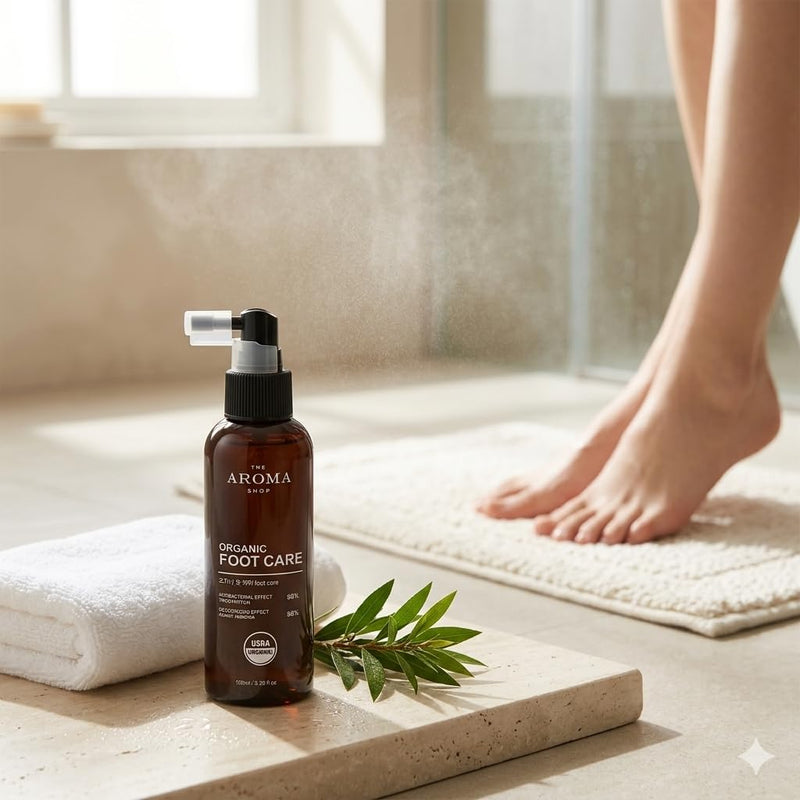 USDA Certified Organic Foot Care - Natural Deodorizer for Odor & Smelly Feet, Cooling Relief for Athletes & Tired Feet, Shoe Refreshing Mist - 3.38 fl oz