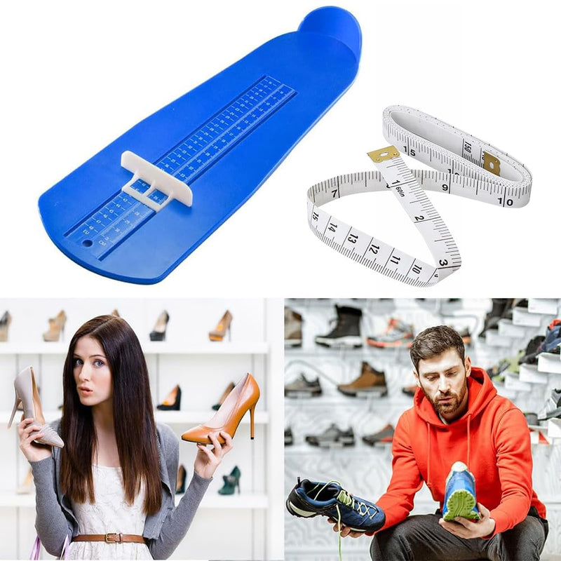 [Australia] - Foot measuring device, shoe size EU sizes 15-48, foot measuring device, shoe sizer for children, children's adult shoe measuring device, shoe size chart, for women and men children's feet, with tape measure, blue 