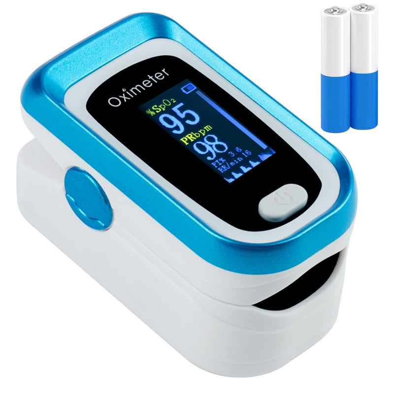 Blood Oxygen Saturation Monitor Fingertip Pulse Oximeter Blood Oxygen Monitor Fingertip Including Battery and Lanyard Suitable for Both Adults and Children-
