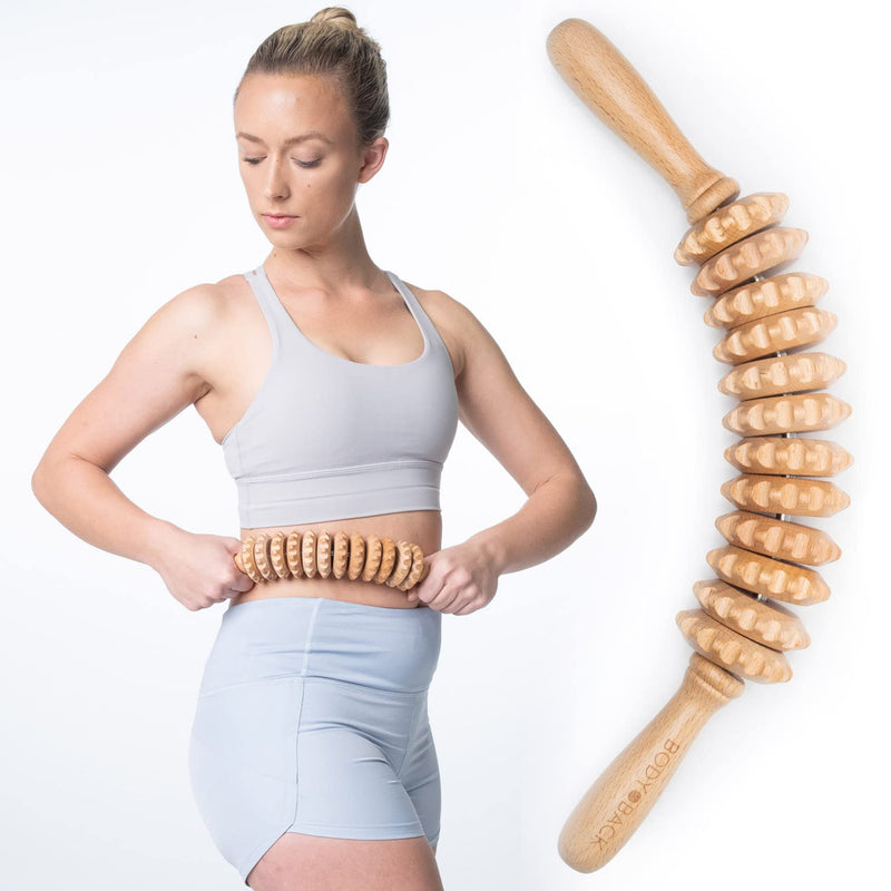 [Australia] - Body Back Wood Therapy Curved Roller for Maderoterapia, Lymphatic Drainage, Cellulite Massage, and Massage Rolling, Natural Muscle Massage Stick Tool for Massage and Relaxation 
