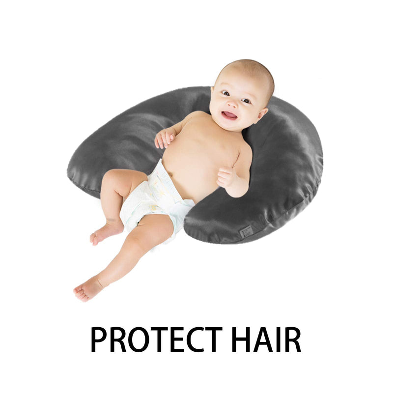 [Australia] - Pro Goleem Satin Nursing Pillow Cover Silk Feeling Soft Feeding Pillow Slipcover for Breastfeeding Moms Fits Standard Infant Nursing Pillow or Positioner Black 