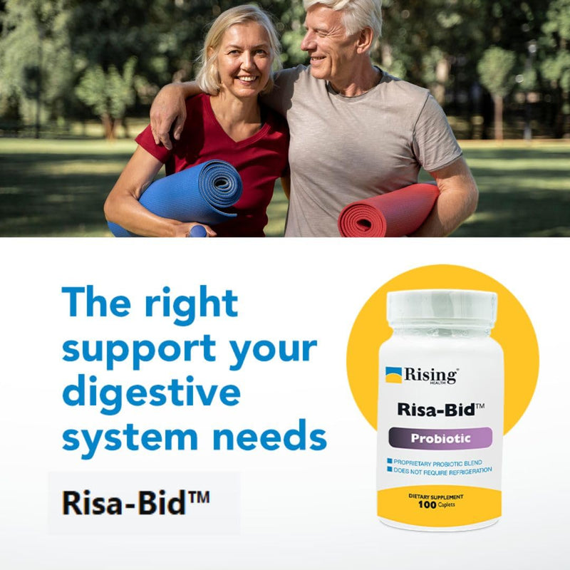 Rising Health Risa-Bid™ Probiotic Dietary Supplement Caplets - 500mg (2 Billion CFU/Serving) with Lactobacillus acidophilus | Gut Health, Digestive Support & Daily Flora Balance - 100 Caplets