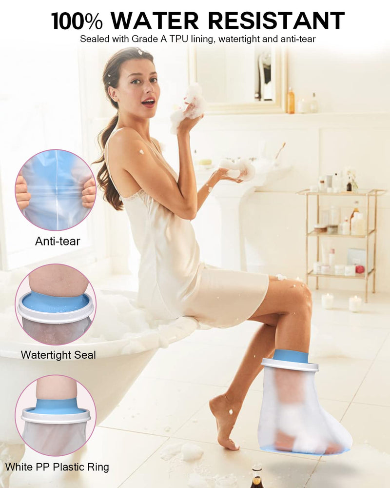 [Australia] - Waterproof Foot Cover for Shower Adult, Foot Cast Covers with Non-Slip Padding Bottom, Watertight Ankle Foot Cast Protector for Surgery Bandage Dressing Wound, Reusable 