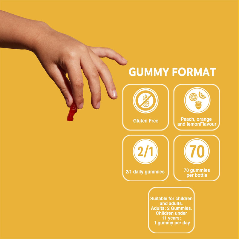 VITALDIN Kids Multivitamin Gummies – Food Supplement for Children with 11 Essential Vitamins & Minerals – 70 Chewable Gummies (1-Month Supply); Fruit Flavour – Vitality & Immune System – Gluten Free