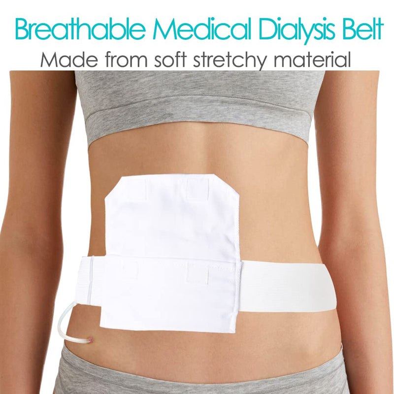 [Australia] - [2 Pack] Peritoneal Dialysis Belt Comfortable Cotton PD Catheter G-Tube Feeding Tube Peg Holder Dialysis Accessories for Stomach Women Men Adults White Medium (Pack of 2) 