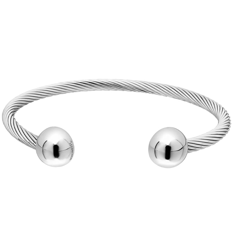 [Australia] - MagnetRX® Magnetic Bracelet Cuff - Twisted Cable Stainless Steel Bangle Magnetic Bracelets - Elegant Golf Bracelet Men & Women (Silver | Medium) Silver Medium (Pack of 1) 