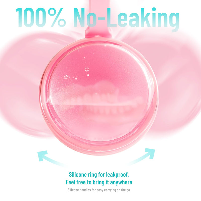 Denture Case with Denture Brush, Waterproof Denture Bath with Portable Denture Brush Holder,Partial Denture Case with Basket denture cups for soaking dentures (pink) pink