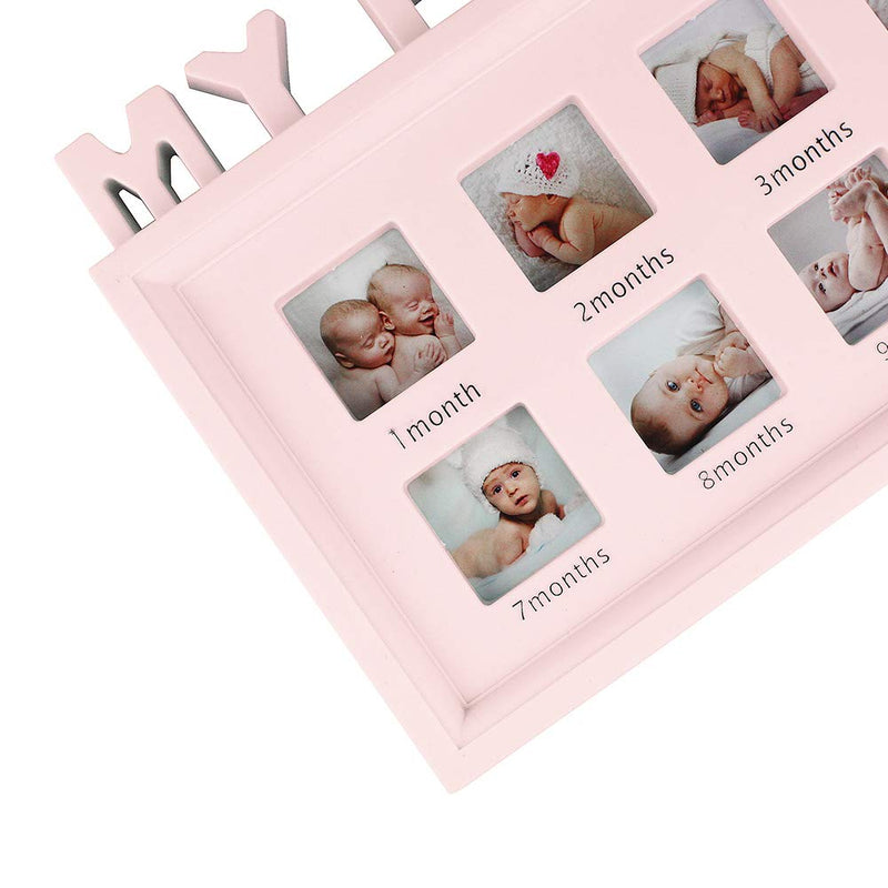 [Australia] - ESTAMICO My First Year Frame Baby Picture Keepsake Frame for Photo Memories, Pink 