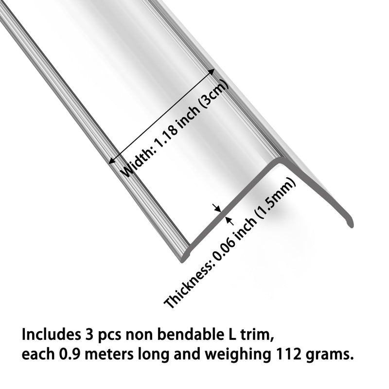 [Australia] - Clear Peel and Stick L Molding Corner Guards with 90° Angle for Wall Door Frame Cabinet Baseboard Protection and Decoration, 2.9ft x 1.2in (3Pcs) Clear 2.9ft x 1.2in (3Pcs) 