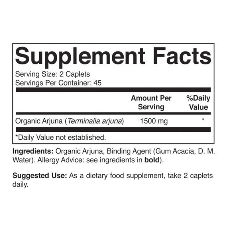 [Australia] - Brieofood Organic Arjuna 1500mg, 45 Servings, Vegetarian, Gluten Free, 90 Vegetarian Tablet 