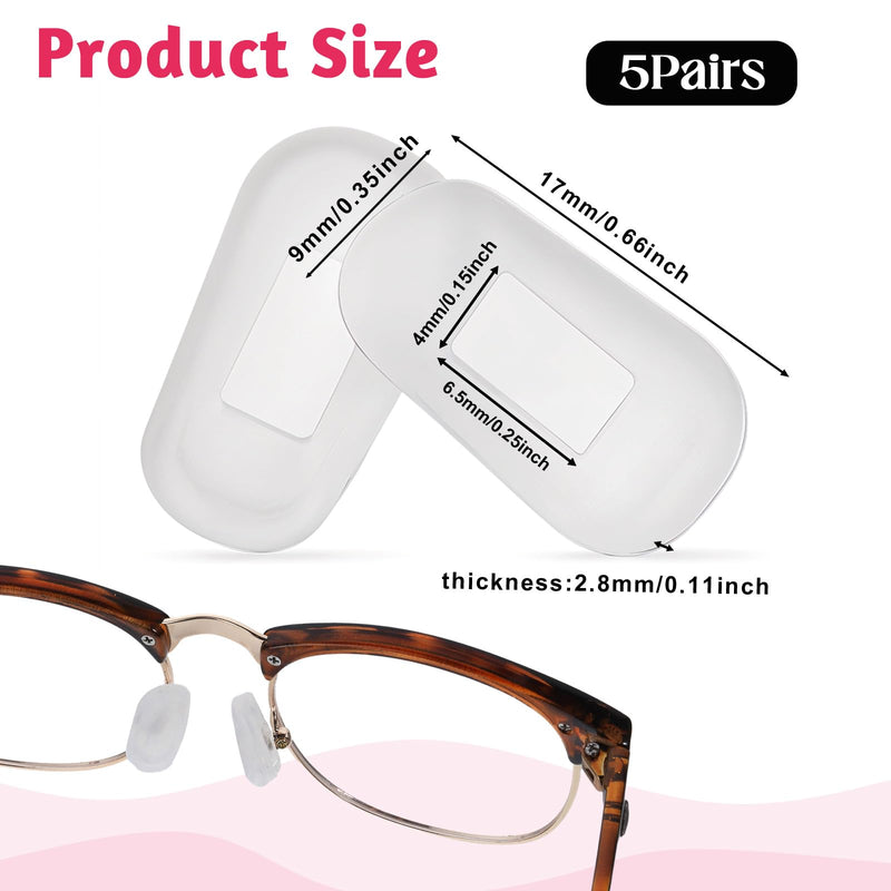 [Australia] - 5 pairs of glasses nose pads, nose pads for insertion, transparent silicone nose pads, non-slip glasses nose pads, glasses accessories, sunglasses, non-slip stoppers, glasses nose pad 