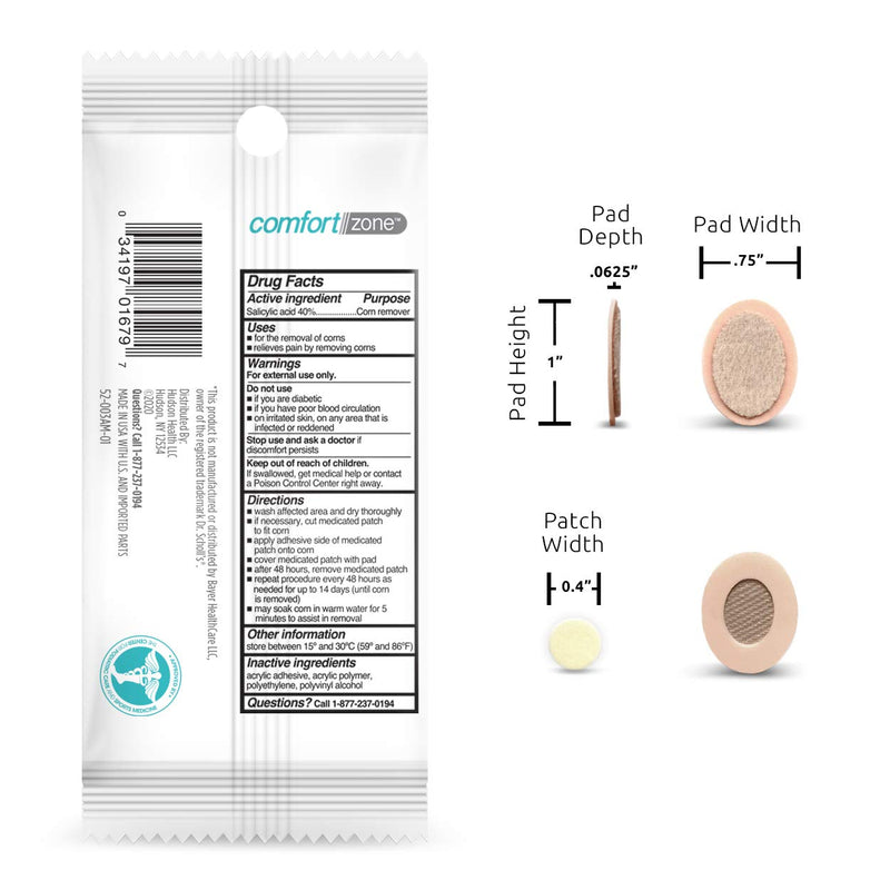 [Australia] - Comfort Zone Corn Removers Medicated Patches, Effective Corn Removal Pads with Salicylic Acid, 18 Medicated Patches and 18 Protective Pads 