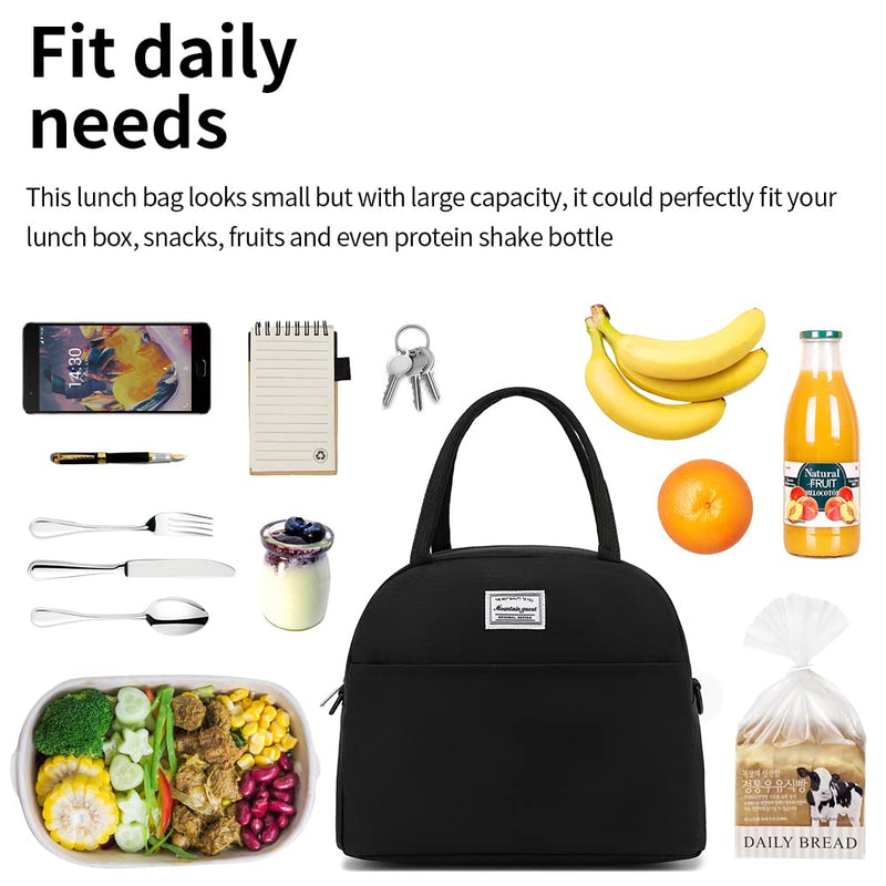 [Australia] - lunch bag women & men, Reusable Insulated Cooler Lunch Box Adult Water Resistant Lunch tote bag for Work Picnic Beach or Travel Black 