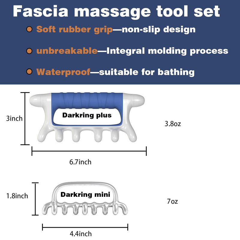 [Australia] - DARKRING Stainless Steel & Engineering Plastic Facial Massage Tool Set - Pressure Point Blaster for Tissue & Fascia, Trigger Point Massage Tool mini and elite 