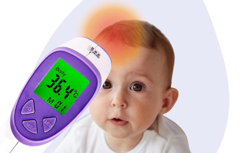 [Australia] - Thermometer Made in Turkey | for children, adults & baby milk | Precise medical device | Contactless | Infrared | Digital | LCD | Fever warning | Object & body temperature | including batteries 