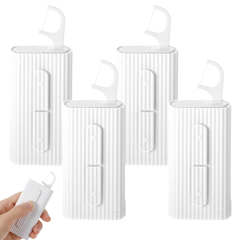 [Australia] - WLLHYF Portable Dental Floss Case Automatic Dental Floss Pick Organizer Case Travel Flosser Dispenser Storage Case Refillable Holder Boxes with 10 Dental Floss Picks (One Size, White) White 1.00m (Pack of 4) 