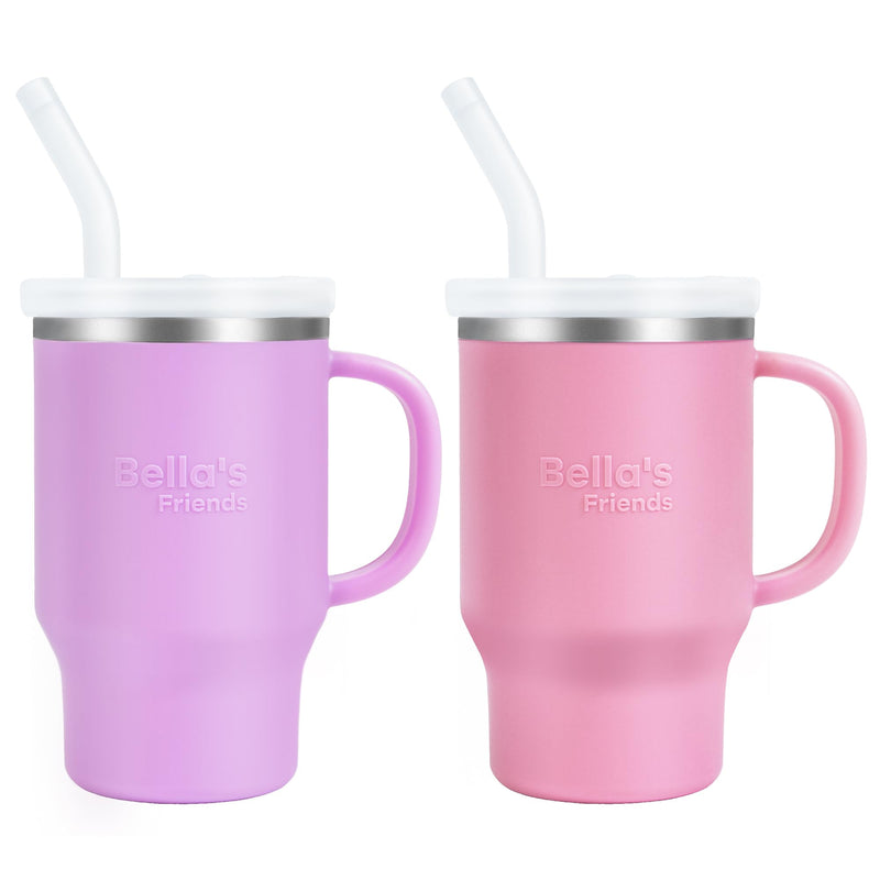 [Australia] - Bella's Friends Handy Mini Tumbler ‚Äì Adorable 9‚ÄØoz Toddler Sippy Cup, Stainless Interior & Silicone Body, Leak‚ÄëProof, Dishwasher Safe, Gift for 1-3 Years Old Girls & Boys, 2 Pack, Lilac & Peony Lilac, Peony 
