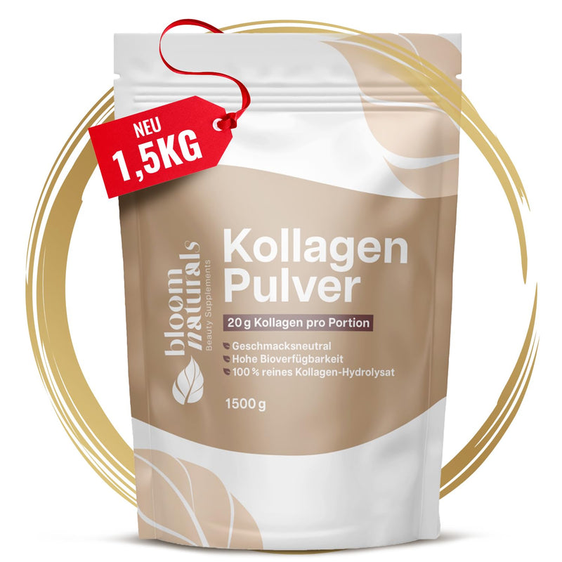 [Australia] - Collagen powder 1500g (1.5 kg) - high dose and tasteless collagen hydrolyzate powder, peptide type 1 & 3 - collagen powder, collagen peptides - produced in Germany XXL storage pack collagen 1500g (1.5 kg) 