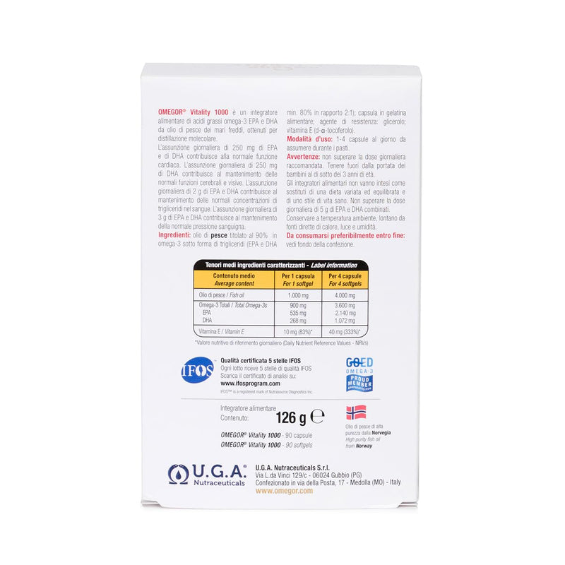 [Australia] - Omegor Vitality 1000 | Vision and brain function | For adults and children and people following the Zone Diet | Highest award for fish oil products | Capsules (90 pieces) 90 pieces (pack of 1) 