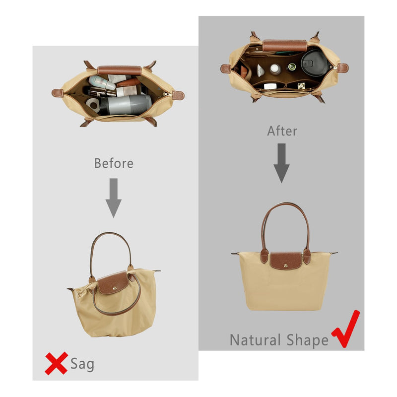 ZTUJO Purse Organizer Insert For Handbag & Tote Shaper,Tote Bag Organizer Insert For Speedy Neverful, 6 Sizes(X-Large,Silky Brown) Regular X-Large Silky Brown