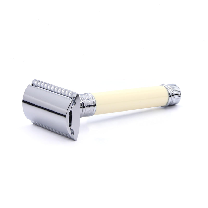 [Australia] - Edwin Jagger DE87BLAMZ Classic Double Edge Manual Eco-Friendly and Reusable Safety Razor for Men and Women for Shaving Cream or Soap Fits All DE Razor Blades (Imitation Ivory) 1 Count (Pack of 1) 