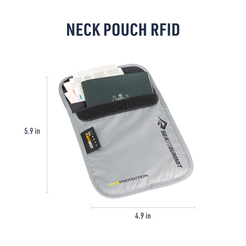 Sea to Summit Travelling Light Neck Pouch RFID, Large | RFID-protected travel neck pouch keeps money, passport, and tickets safe but accessible in durable Ultra-Sil nylon