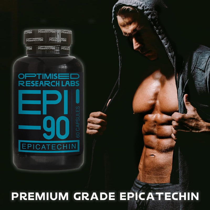EPI – 90 Epicatechin Supplement High Strength Muscle Builder, Muscle Recovery, Increase Strength & Endurance, Antioxidant, 30 Day Supply – 150mg (-) 90% Vegan Friendly
