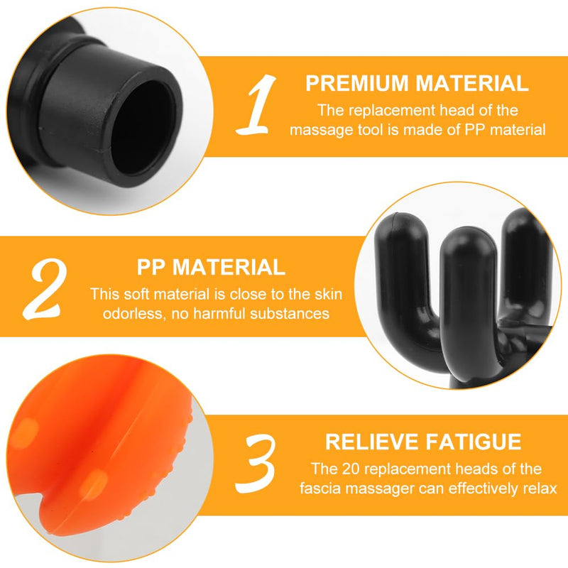 [Australia] - Massage Gu-n Attachments, 20pcs Relaxation Massager Heads with 2pcs Drawstring Bag Different Massager Heads to Meet Different Needs for Deep Tissue Percussion Plug and Play(Black) 