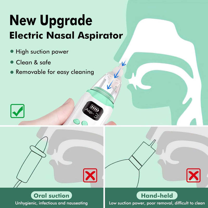 [Australia] - Nasal Aspirator for Baby - Baby Nose Sucker with 3 Suction Levels, Baby Nasal Aspirator, Electric Nose Suction for Baby with 3 Silicone Tips Music and Light, Rechargeable Snot Nose Sucker for Babies 