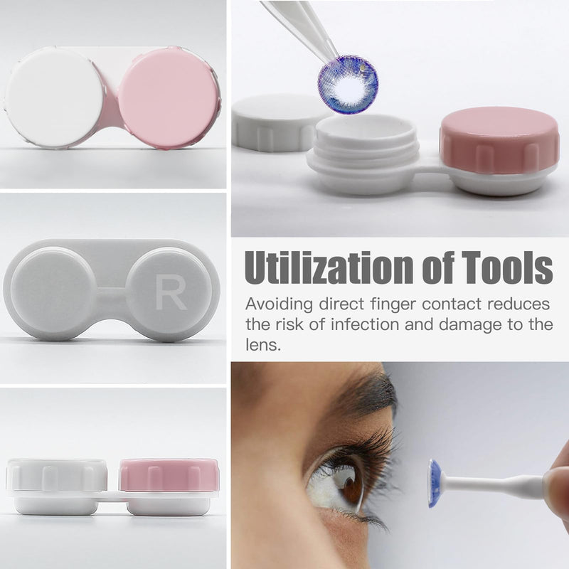 [Australia] - Contact Lens Case, Portable Contact Case with Contact Lens Applicator Tool and 3pcs Extra Solution Soaking Cases for Daily Vision Care and Outdoor Use, Travel Size (Pink) Blush Petal 