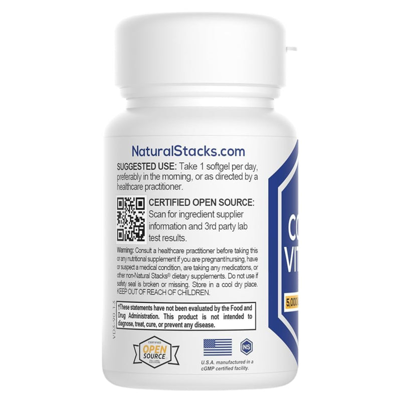 NATURAL STACKS Vitamin D 5000 IU Supplement - with Coconut Oil for Optimal Absorption - Vitamin D Pills for Immunity & Cell Growth - D3 125mcg Cholecalciferol Supplement - 30 D3 Servings (Pack of 2) 30 Count (Pack of 2) Vitamin D3